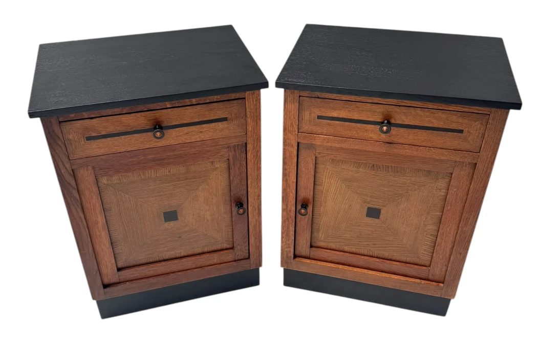 Two Art Deco Modernist Nightstands or Bedside Tables, 1920s